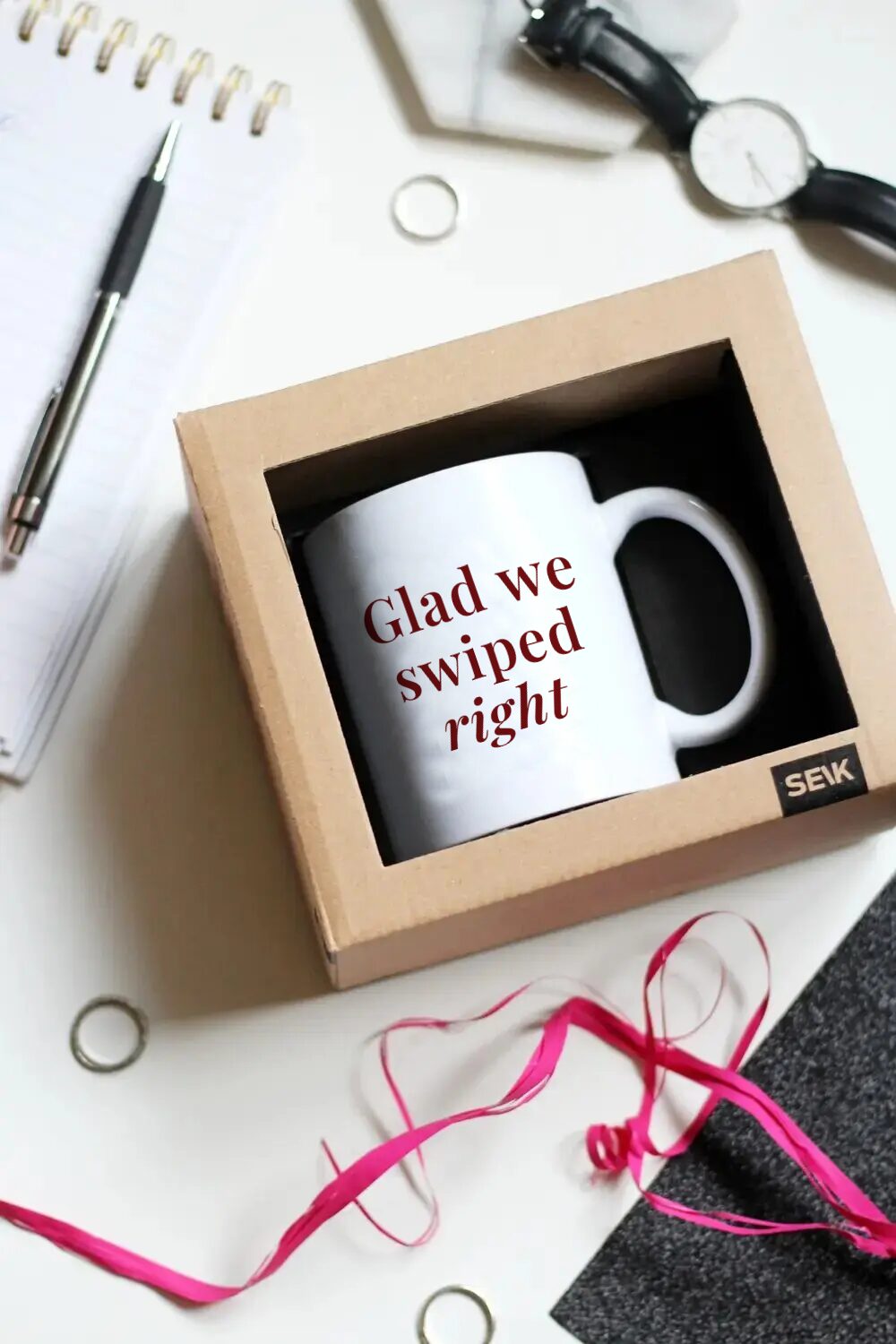 Mug désign “Glad we swiped right”